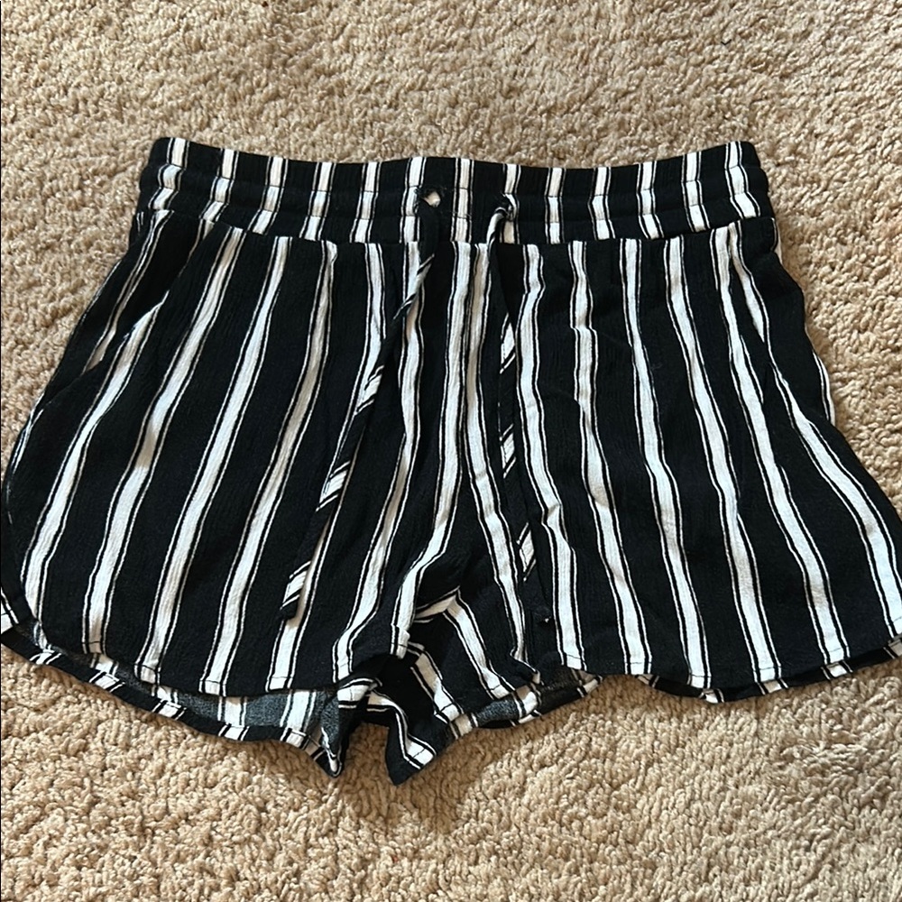 Black and White Striped Women's Shorts